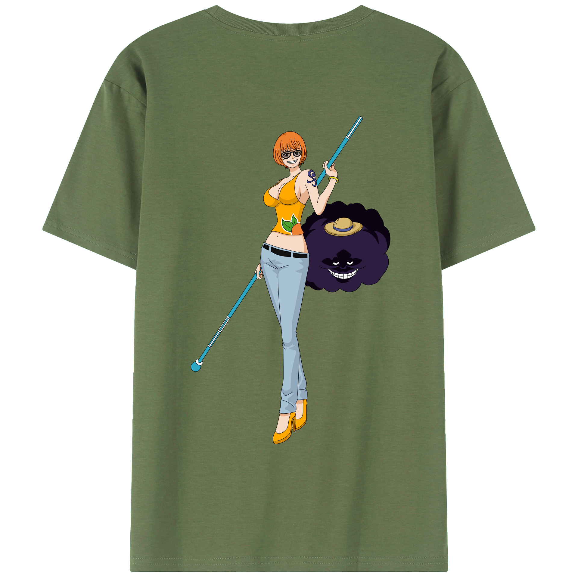 （画像用） ワンピース ナミ ONE PIECE Nami 綿100％ メンズ半袖Tシャツ（バックプリント） 通気性